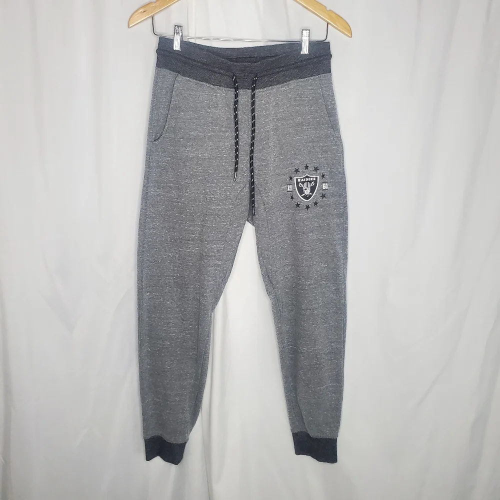 ♤ Raiders NFL Apparel Drawstring Sweatpants Joggers Size Small Gray Black